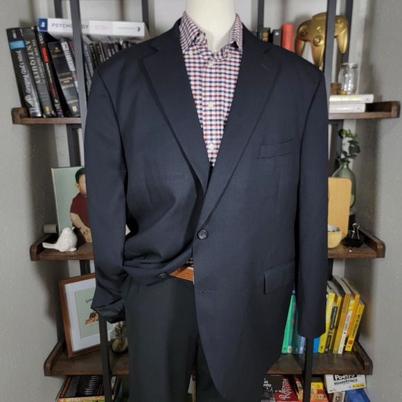 Joseph Feiss Men's Sport Coat Blazer Two Button Brown Plaid Wool Silk Size 46XL - Picture 1 of 16